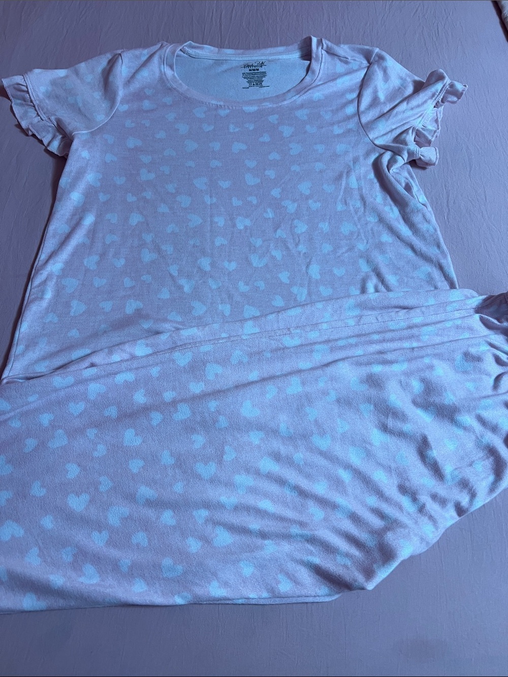 rene rofe sleepwear - pink and white hearts pj set